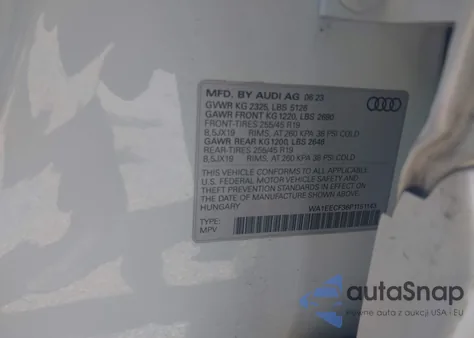 2023 Audi Q3 Premium Plus 45 Tfsi S Line Quattro Tiptronic z USA, uszkodzony, nr VIN WA1EECF36P1151143